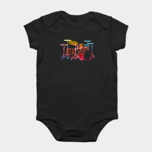 Drum Set (bold digital colors) Baby Bodysuit